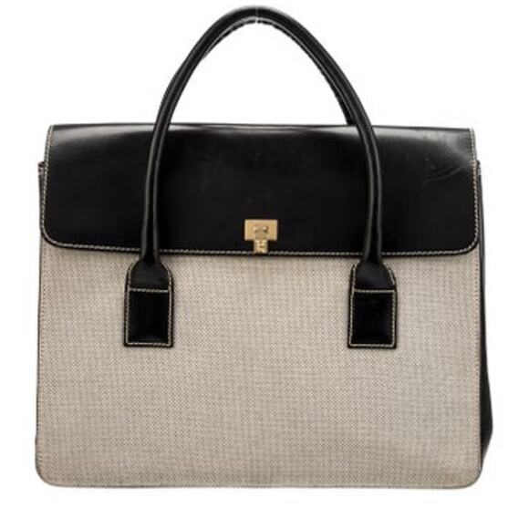 LAMBERTSON TRUEX - BOXCAR TOP HANDLE TOTE - LEATHER TRIM & GOLD HARDWARE… - Picture 2 of 6